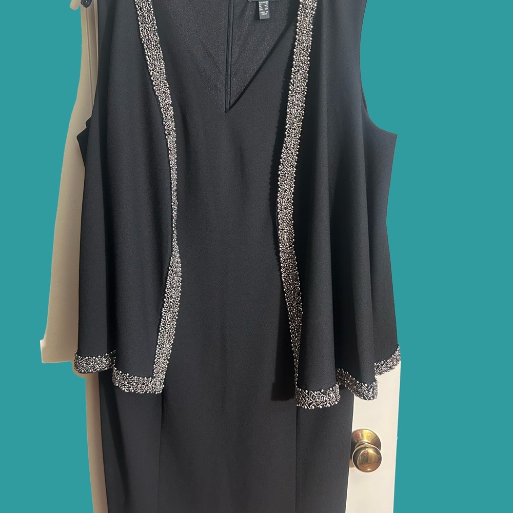 Adrianna Papell Black Dress with Metallic Accents